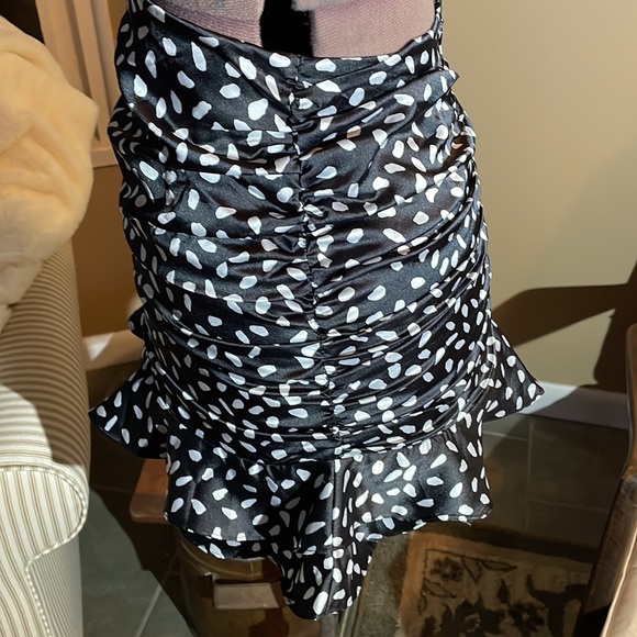 Leche Polka Dot Rouched and Ruffled Mini Skirt - Picture 2 of 9